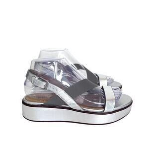 Naturalizer Comfort Platform Womens Sandals Size 7M Silver Leather Open Toe